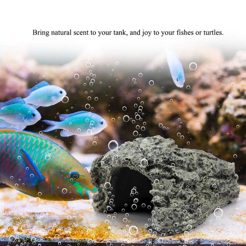 DEWIN Reptile Hideout Cave,Resin Rock Hides Habitat Decor Fish Tank Decorations Shelter Tortoise Basking Terrace Pet Terrarium Nest Decoration for Gecko,Spiders,Frogs,Fish,Turtles and Hermit Crabs - Image 2